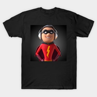 Cartoon Superhero Wearing Headphones T-Shirt